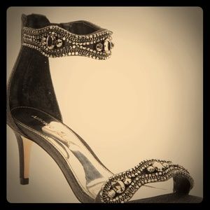 Black Rhinestone Dress Sandals/Size 11